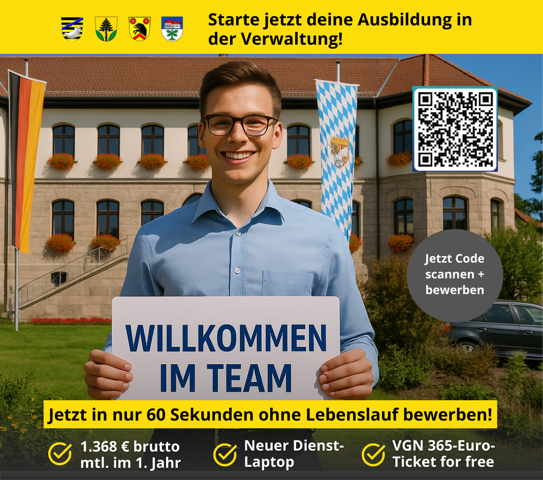90,5 x 80 mm - Gemeinden Ebersdorf Grub Sonnefeld - Auszubildende Verwaltungsfachangestellte - Zeitung Sonnefeld